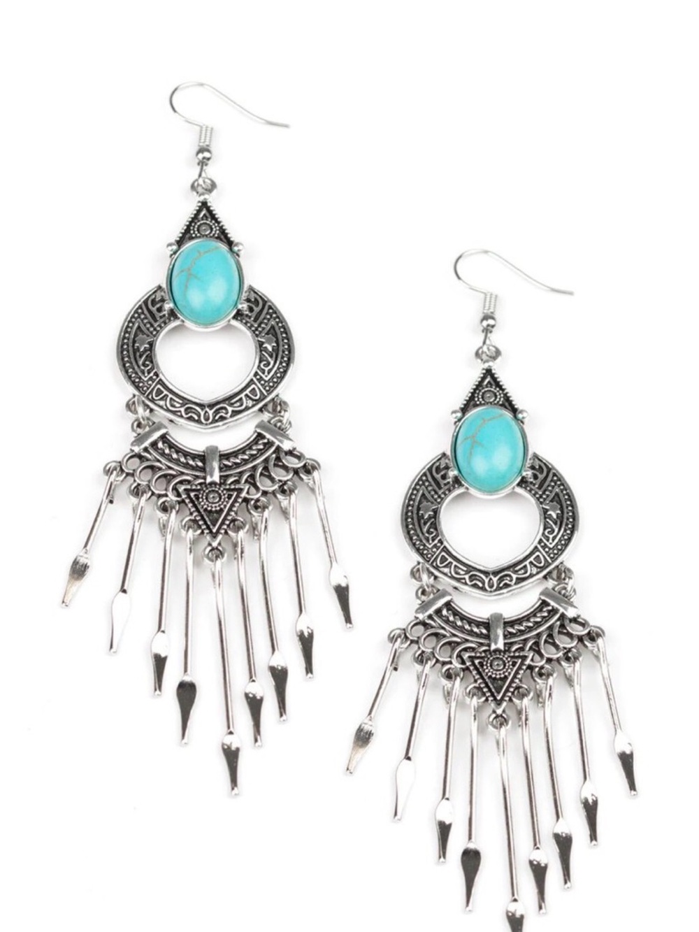 Bohemian Western Silver and Turquoise Earrings